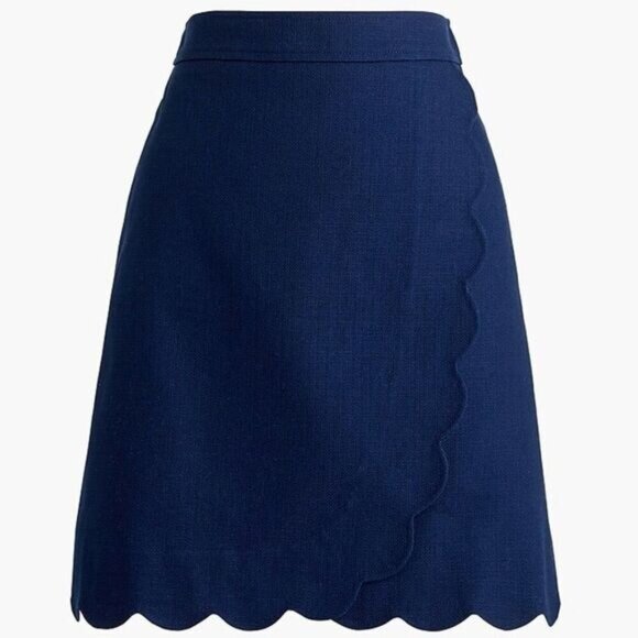 J. Crew Scalloped A-line Mini Skirt size 2 Navy - Picture 1 of 9